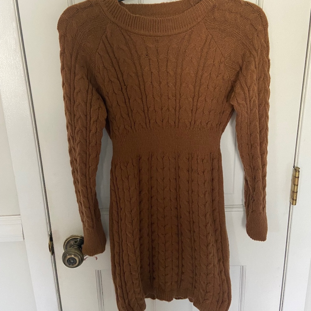 Brown Knit Sweater Dress
